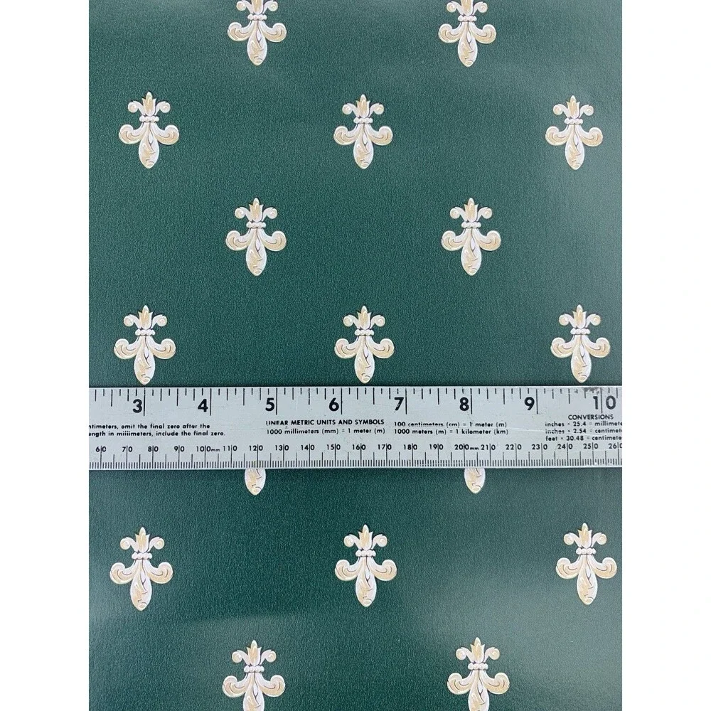 Imperial Fleur-De-lis Wallpaper Gold On Dark Green Background 20.5 X 11yds